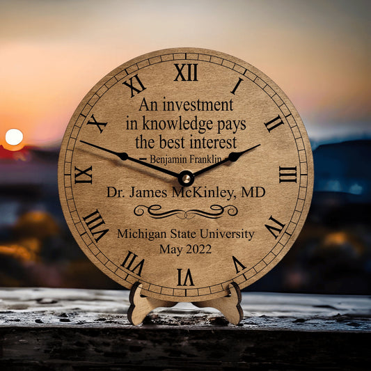 College Graduation Gift Ideas - Class Of 2025 Gift - Doctorate Gift - Gift To Doctor - Personalized Graduation Clock - Gift From Parents