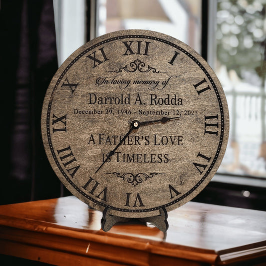 Loss Of Dad Gift - Personalized Memorial Clock - A Father's Love Is Timeless - In Memory Of Memorial Gift Idea - Gift For Son Daughter