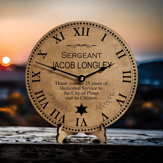 Police Officer Years Of Service - Police Anniversary Clock - Law Enforcement Anniversary Gift - Retirement For Sheriff Captain Lieutenant