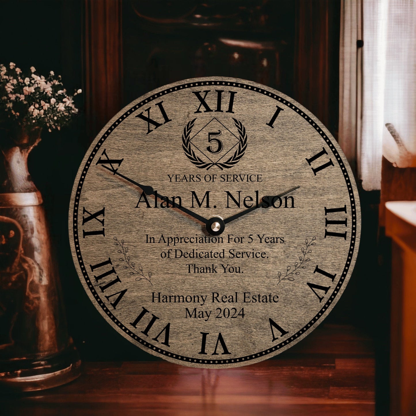 Years Of Service Award - Personalized Employee Service Award Gift - Years Of Service Clock - Employee Work Anniversary - Employee Gift Ideas