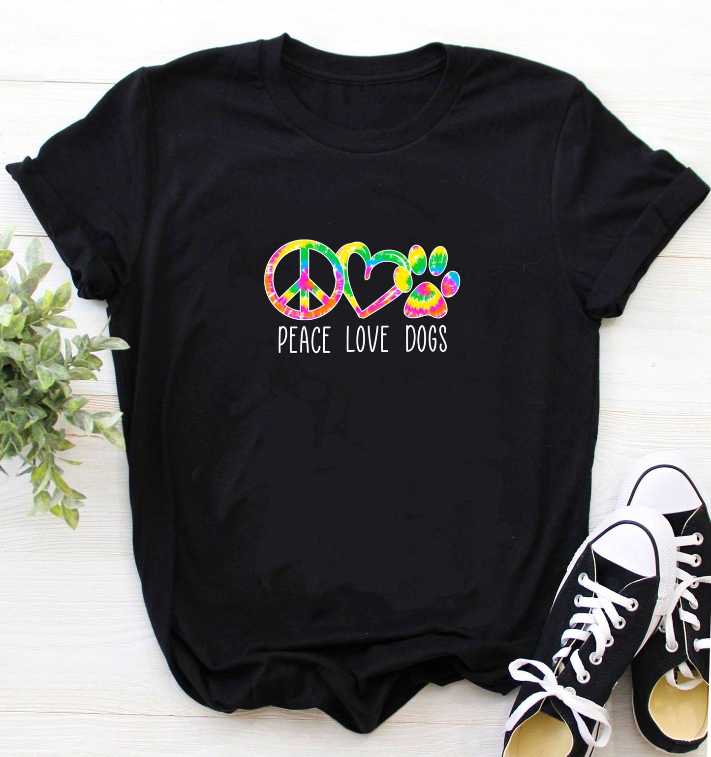 Vet Tech Shirt |  Veterinarian Technician Tshirt | Vet Tech Gift | Gifts for Vet tech |  Peace Love Dogs Puppy Paw Bright Tie Dye Shirt