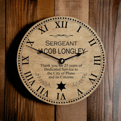 Police Officer Years Of Service - Police Anniversary Clock - Law Enforcement Anniversary Gift - Retirement For Sheriff Captain Lieutenant