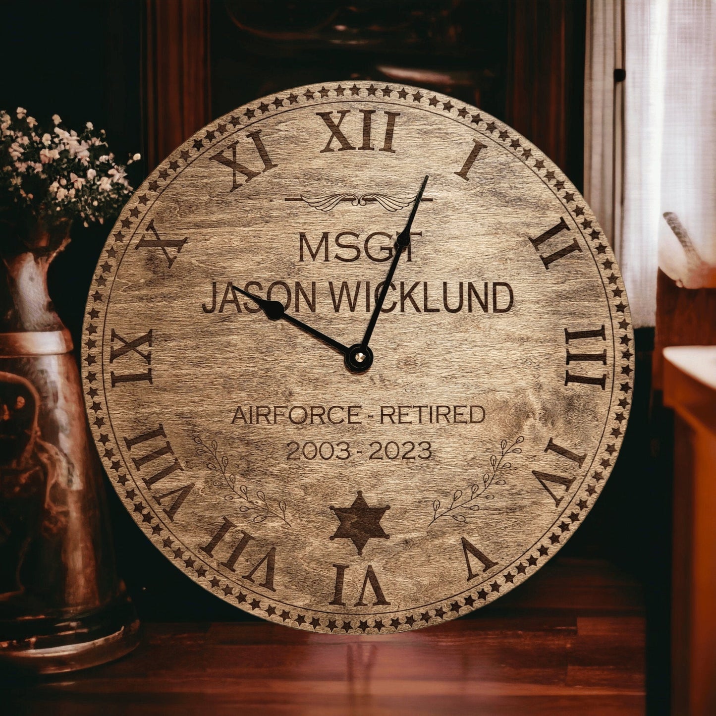 Police Officer Retirement Gift - Personalized Retirement Clock - Public Servant - Serving Since - Sheriff Captain Sergeant - Retired Mayor