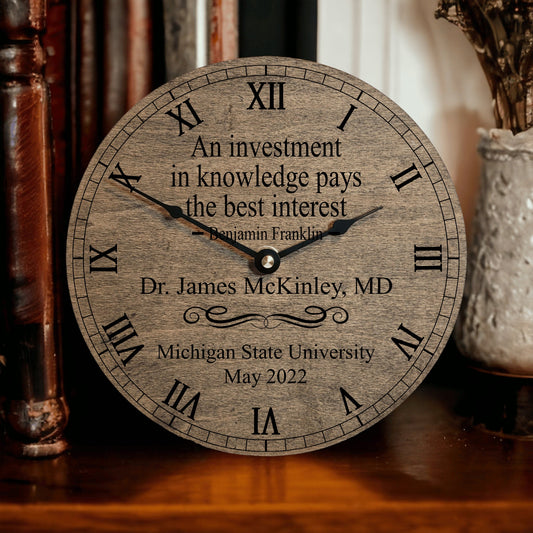 College Graduation Gift Ideas - Class Of 2025 Gift - Doctorate Gift - Gift To Doctor - Personalized Graduation Clock - Gift From Parents