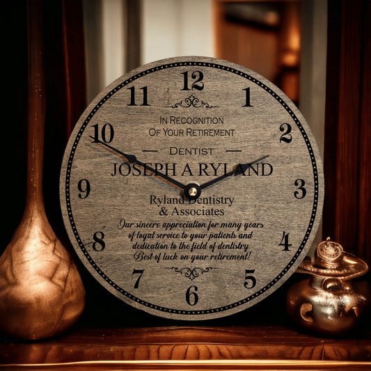 Retirement Dentist Gift - Retired Doctor - Retirement Award Plaque - Appreciation Of Service - Retiring Dentistry Clock - Medicine Award