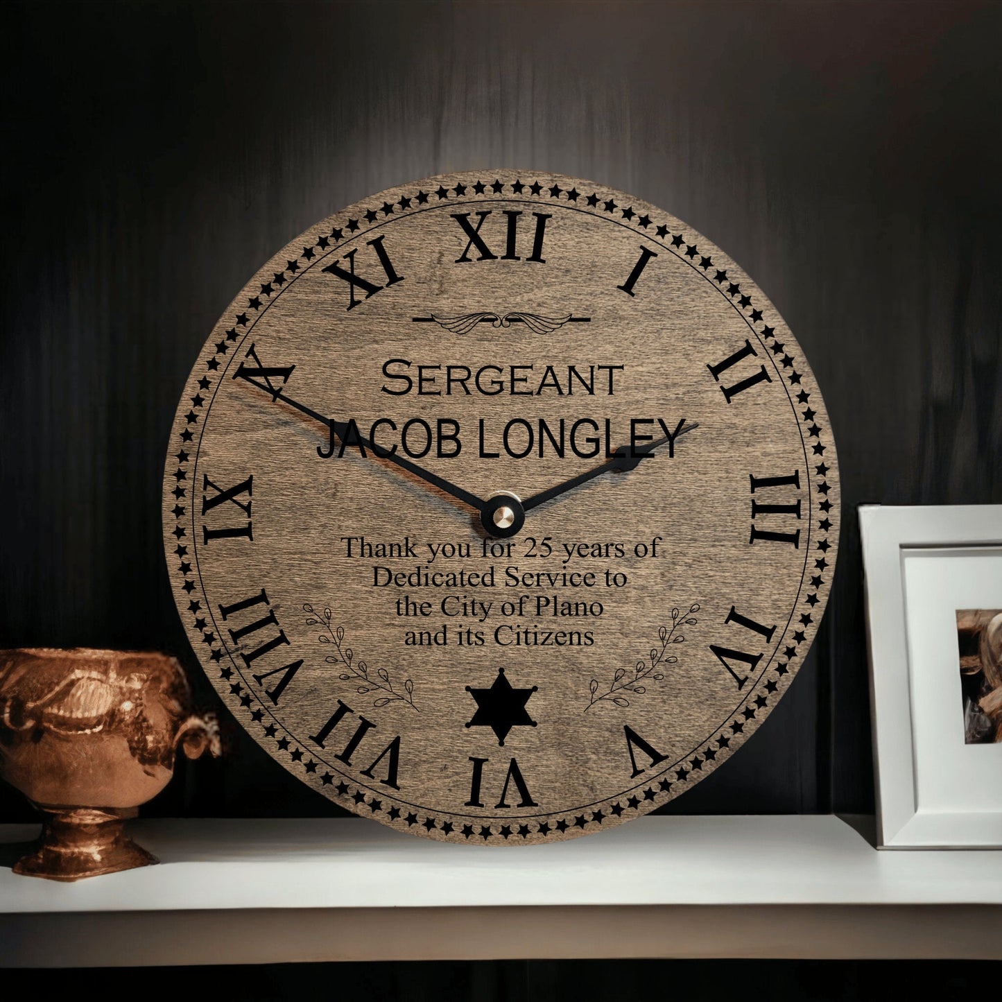 Police Officer Years Of Service - Police Anniversary Clock - Law Enforcement Anniversary Gift - Retirement For Sheriff Captain Lieutenant