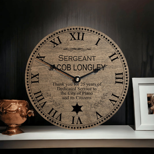Police Officer Years Of Service - Police Anniversary Clock - Law Enforcement Anniversary Gift - Retirement For Sheriff Captain Lieutenant