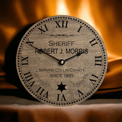 Police Officer Retirement Gift - Personalized Retirement Clock - Public Servant - Serving Since - Sheriff Captain Sergeant - Retired Mayor
