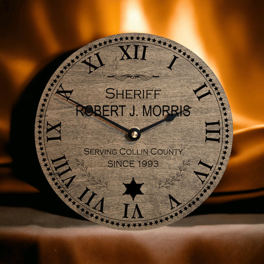 Police Officer Retirement Gift - Personalized Retirement Clock - Public Servant - Serving Since - Sheriff Captain Sergeant - Retired Mayor