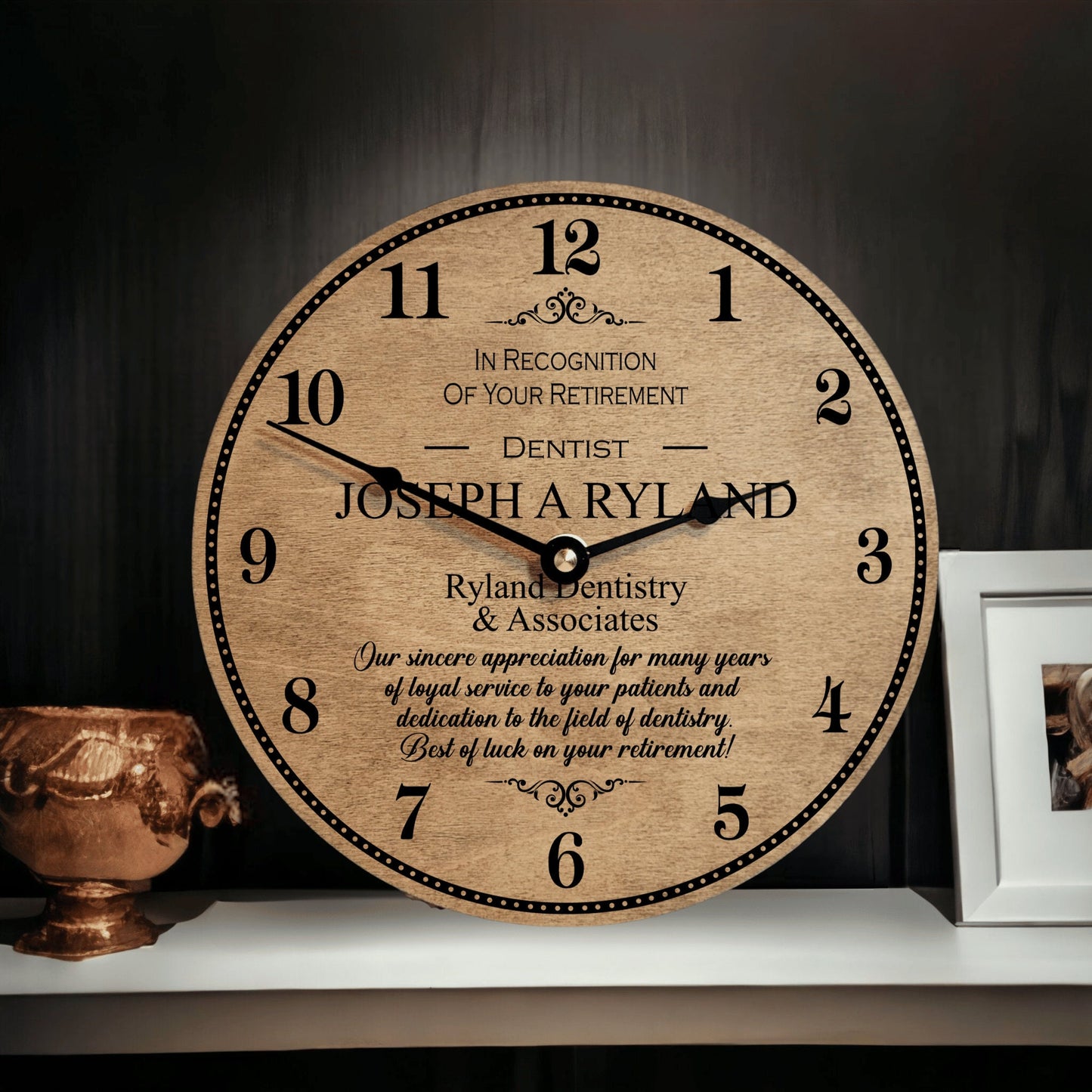 Retirement Dentist Gift - Retired Doctor - Retirement Award Plaque - Appreciation Of Service - Retiring Dentistry Clock - Medicine Award