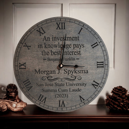 College Graduation Gift Ideas - Class Of 2025 Gift - Doctorate Gift - Gift To Doctor - Personalized Graduation Clock - Gift From Parents