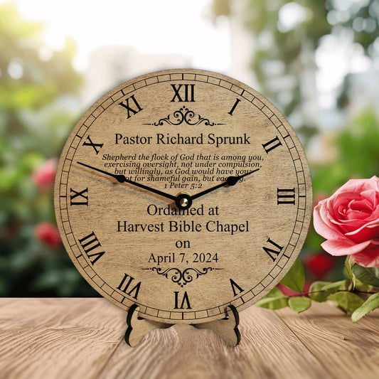 Ordained Pastor Gift - Pastor Installation Clock - Ordination Gift For Pastor - Ordination Ceremony - New Pastor Gift - Ordained Minister