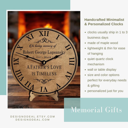 Memorial Gifts Dad - Personalized Memorial Gift For Loss Of Father - A Father's Love Clock - In Loving Memory Memorial Gift For Son Daughter