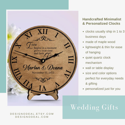 Wedding Clock • Personalized Wedding Gift • Anniversary Gift For Couples • Unique Wedding Decor • 1st Anniversary Gift For Husband And Wife