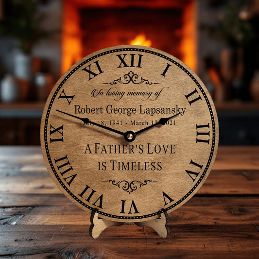 Memorial Gifts Dad - Personalized Memorial Gift For Loss Of Father - A Father's Love Clock - In Loving Memory Memorial Gift For Son Daughter
