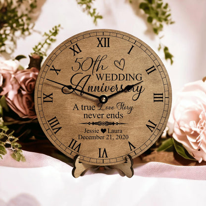 50th Anniversary Clock Anniversary Keepsake For Her Anniversary Valentines Couples Gifts 25th Engraved Romantic Clock Vday Gift Ideas