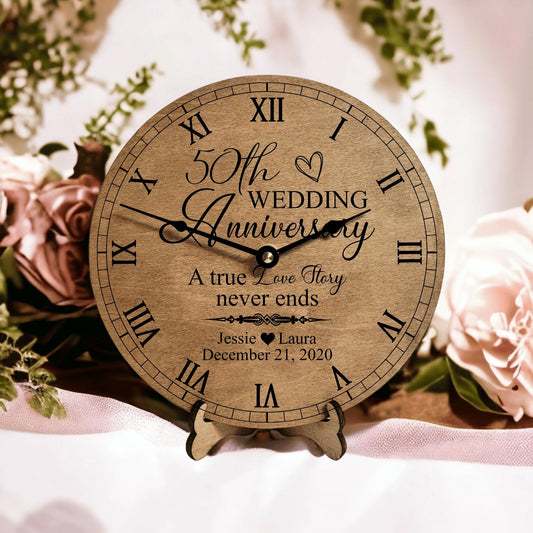 50th Anniversary Clock Anniversary Keepsake For Her Anniversary Valentines Couples Gifts 25th Engraved Romantic Clock Vday Gift Ideas